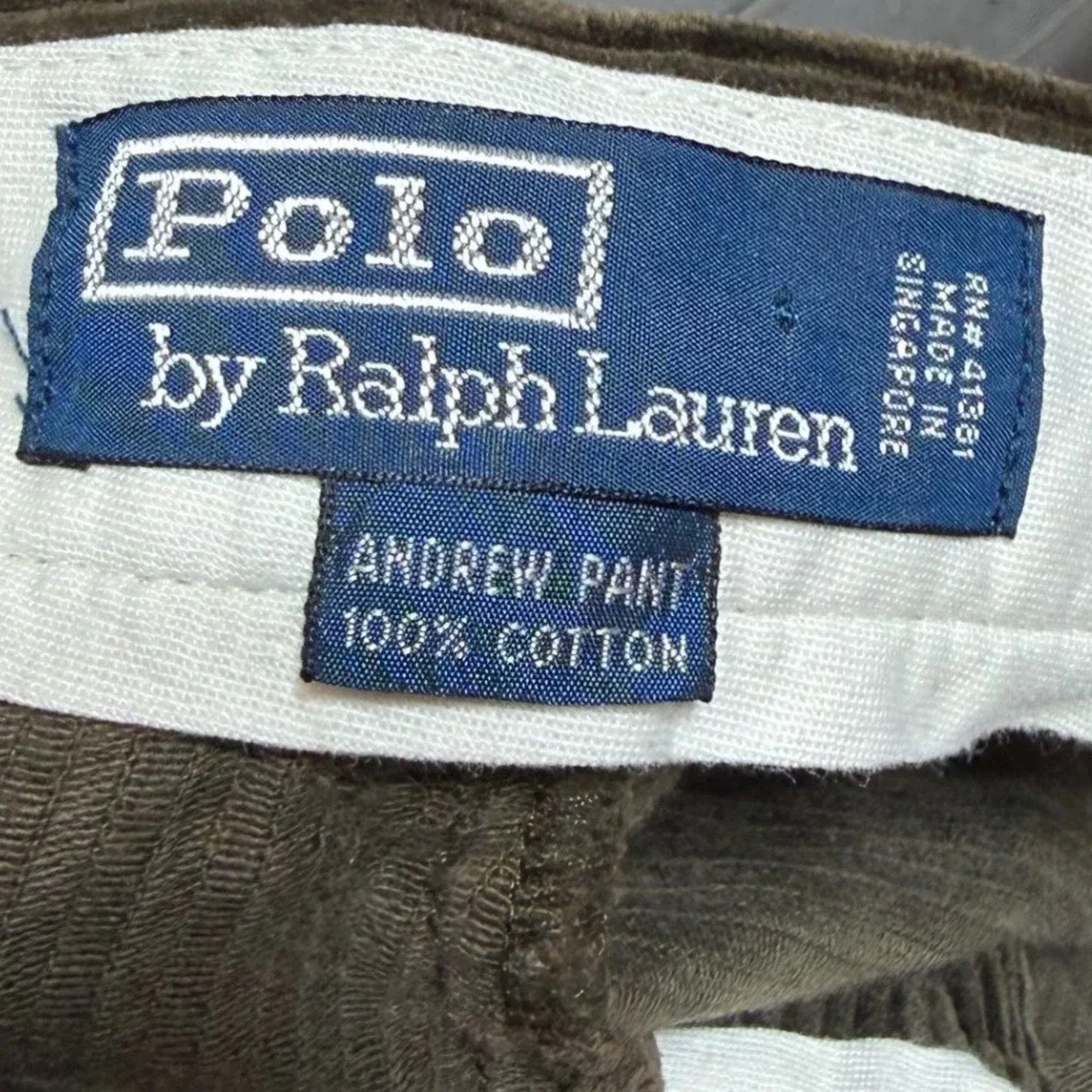 Polo Ralph Lauren Andrew Pant Mens 42x34 Brown Corduroy Pleated Trousers